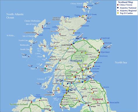 map of scotland and england with cities